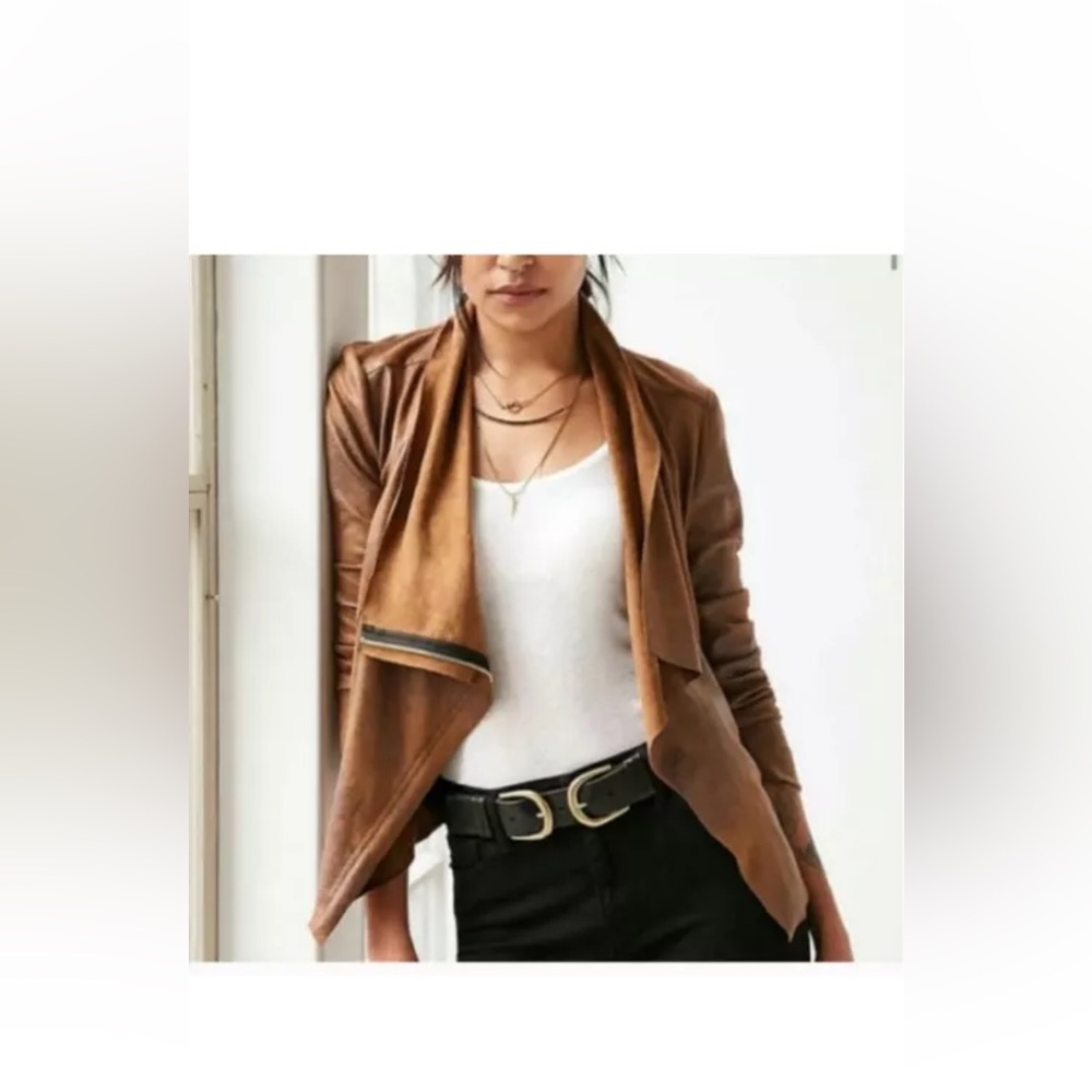 Silence‎ + Noise Riley Drapey Vegan Suede Jacket, Brown, Small